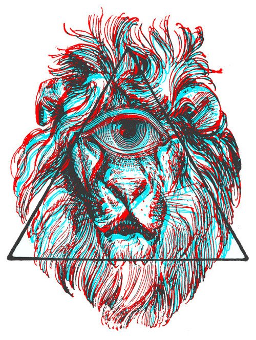 Lion Head Illuminati Eye Tattoo Design